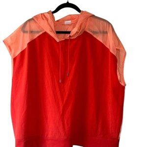Avia Womens Sleeveless Hooded Top XL/XG 16-18 Red & Peach Nylon Polyester